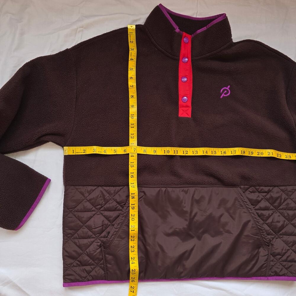 Peloton 'New Heights' Dark Brown Sherpa Quilted Pullover Jacket Womens L - Picture 5 of 5